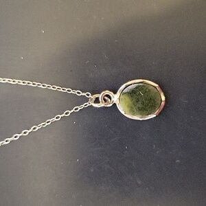 18" sterling silver jade necklace